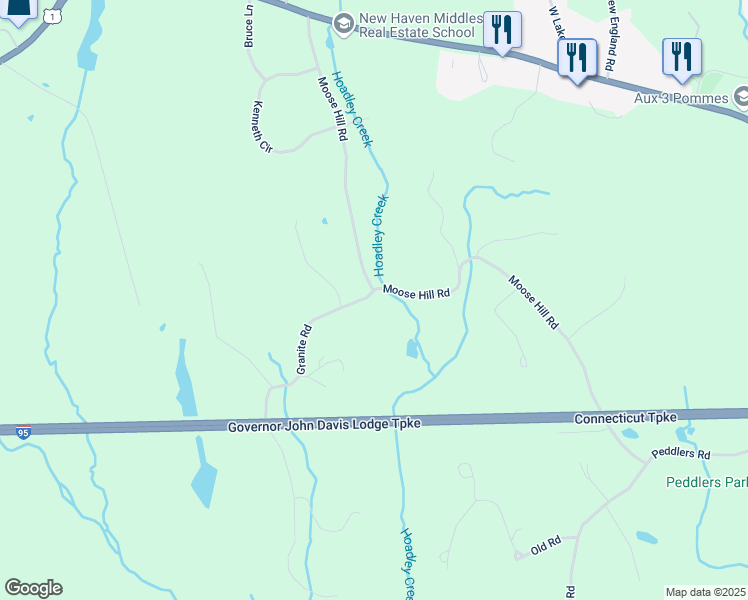 map of restaurants, bars, coffee shops, grocery stores, and more near 1732 Moose Hill Road in Guilford