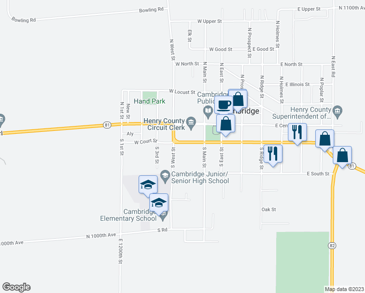 map of restaurants, bars, coffee shops, grocery stores, and more near 319 West Court Street in Cambridge