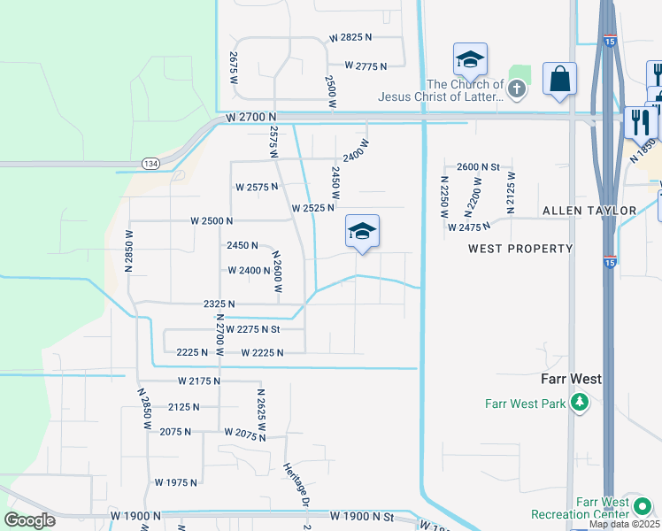 map of restaurants, bars, coffee shops, grocery stores, and more near 2487 2425 N in Farr West