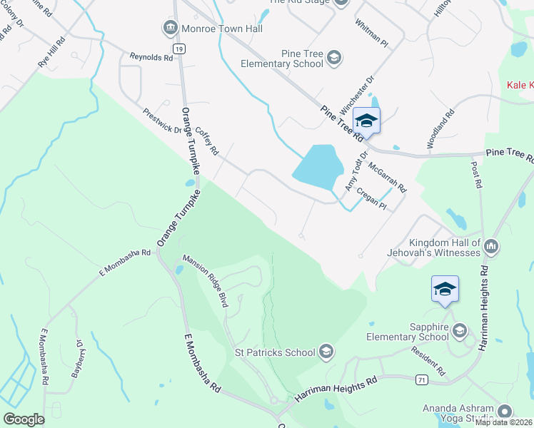 map of restaurants, bars, coffee shops, grocery stores, and more near 13 Peterson Road in Monroe