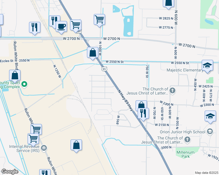 map of restaurants, bars, coffee shops, grocery stores, and more near 413 Chris Street in Pleasant View
