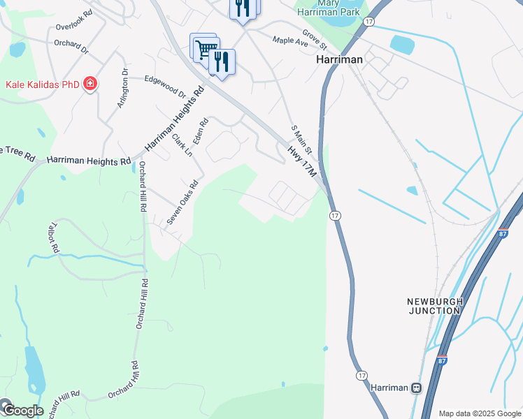 map of restaurants, bars, coffee shops, grocery stores, and more near 517 Silver Maples Drive in Harriman