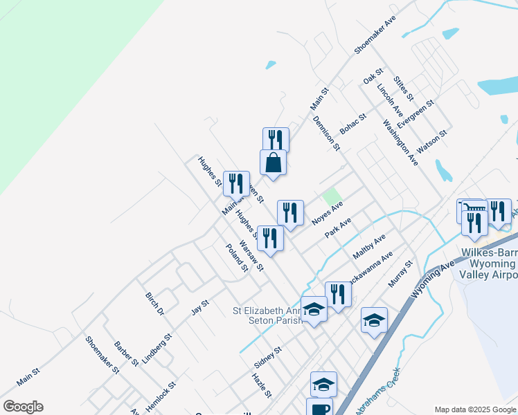 map of restaurants, bars, coffee shops, grocery stores, and more near 1023-1025 Main St in Swoyersville