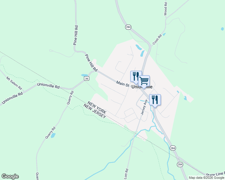 map of restaurants, bars, coffee shops, grocery stores, and more near 1st Avenue in Unionville