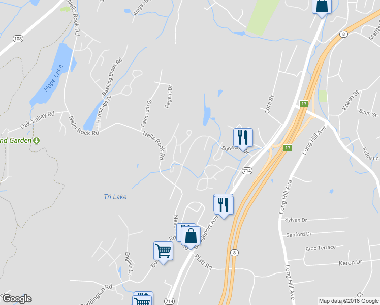 map of restaurants, bars, coffee shops, grocery stores, and more near 212 Sunwood Drive in Shelton