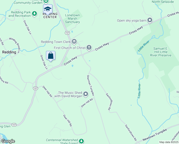 map of restaurants, bars, coffee shops, grocery stores, and more near 86 Sanfordtown Road in Redding