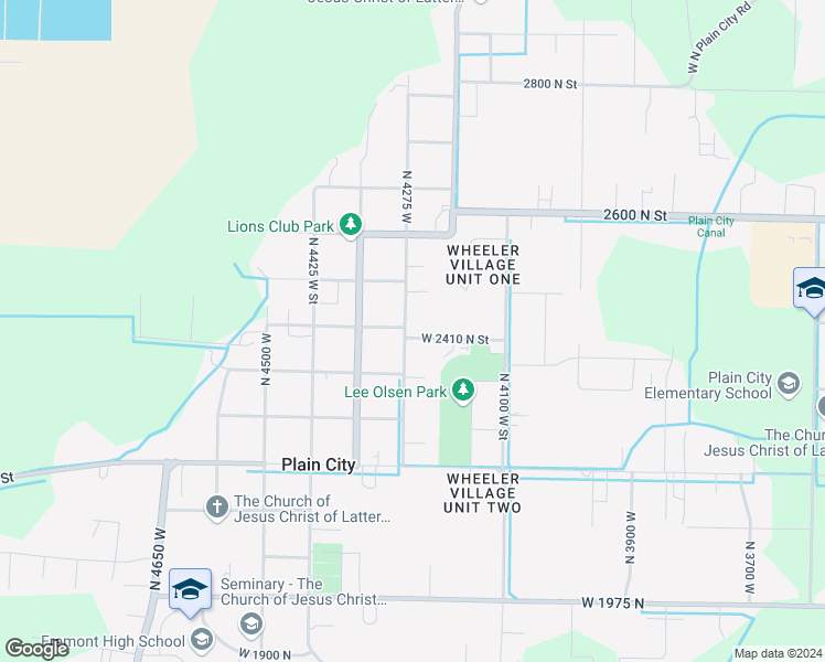 map of restaurants, bars, coffee shops, grocery stores, and more near 2425 North 4275 West in Ogden