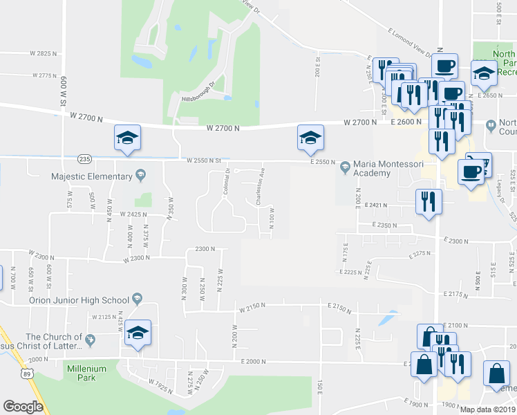 map of restaurants, bars, coffee shops, grocery stores, and more near 2434 Charleston Avenue in Harrisville