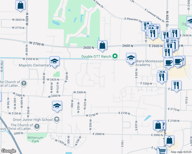 map of restaurants, bars, coffee shops, grocery stores, and more near 133 Arlington Way in Ogden