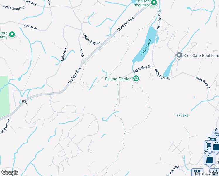 map of restaurants, bars, coffee shops, grocery stores, and more near 35 Oak Valley Road in Shelton