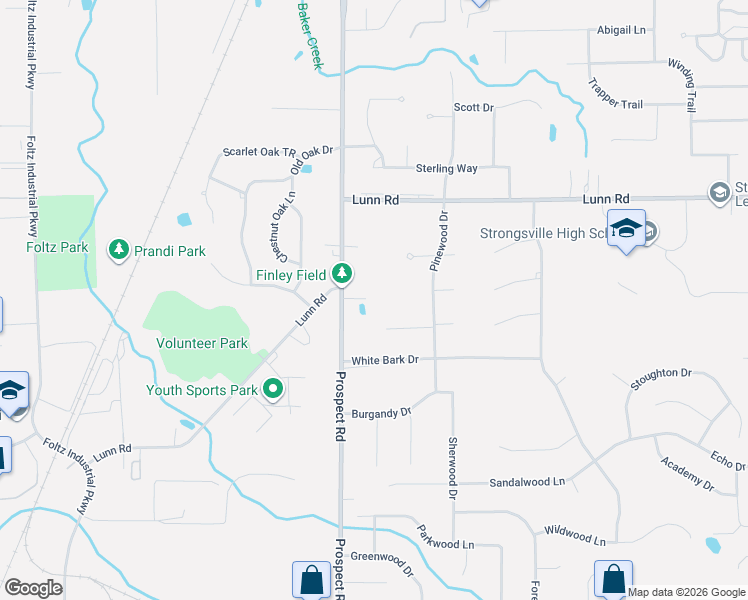 map of restaurants, bars, coffee shops, grocery stores, and more near 15689 Prospect Road in Strongsville