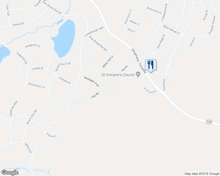 map of restaurants, bars, coffee shops, grocery stores, and more near 140 Nanticoke Court in Milford