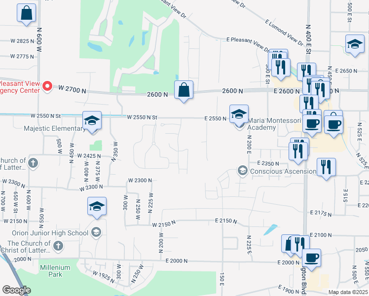 map of restaurants, bars, coffee shops, grocery stores, and more near 2476 Charleston Avenue in Ogden
