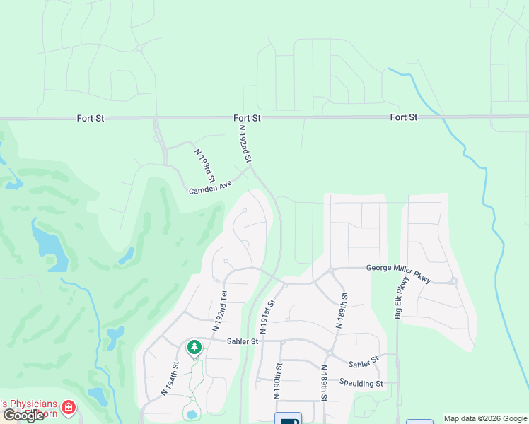 map of restaurants, bars, coffee shops, grocery stores, and more near 5108 North 192nd Avenue Circle in Omaha