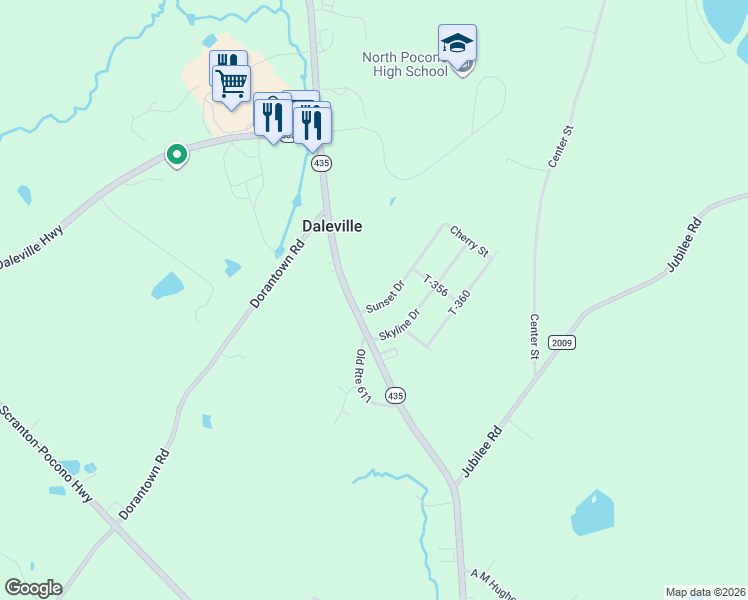map of restaurants, bars, coffee shops, grocery stores, and more near 101 Sunset Drive in Gouldsboro