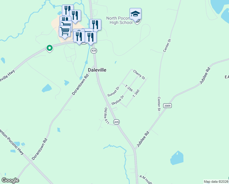 map of restaurants, bars, coffee shops, grocery stores, and more near 101 Sunset Drive in Gouldsboro