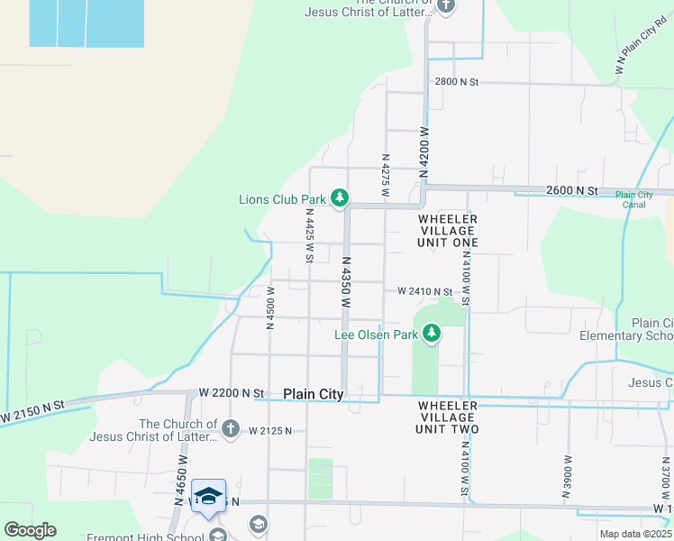 map of restaurants, bars, coffee shops, grocery stores, and more near 4394 West 2425 North in Ogden