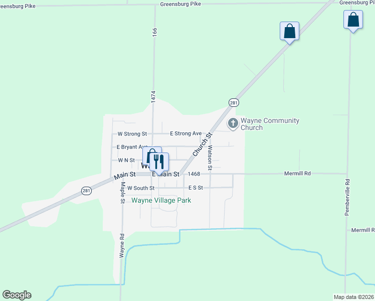 map of restaurants, bars, coffee shops, grocery stores, and more near 145 East Bryant Avenue in Wayne