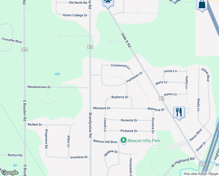 map of restaurants, bars, coffee shops, grocery stores, and more near 156 Fairhaven Street in Northfield