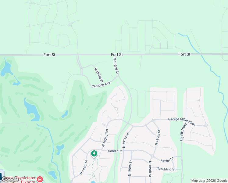 map of restaurants, bars, coffee shops, grocery stores, and more near 5108 North 192nd Avenue Circle in Omaha