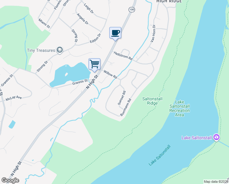 map of restaurants, bars, coffee shops, grocery stores, and more near 41 Borrmann Road in East Haven