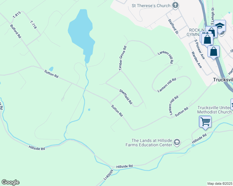 map of restaurants, bars, coffee shops, grocery stores, and more near 3 Worthington Road in Shavertown