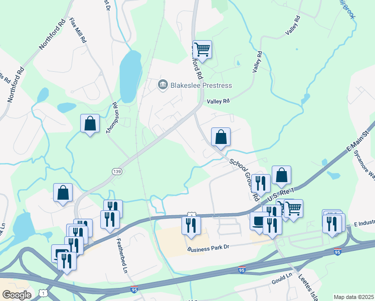 map of restaurants, bars, coffee shops, grocery stores, and more near 11 Marbar Street in Branford