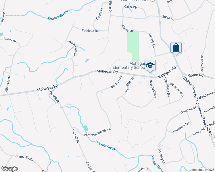 map of restaurants, bars, coffee shops, grocery stores, and more near 15 Winthrop Drive in Shelton