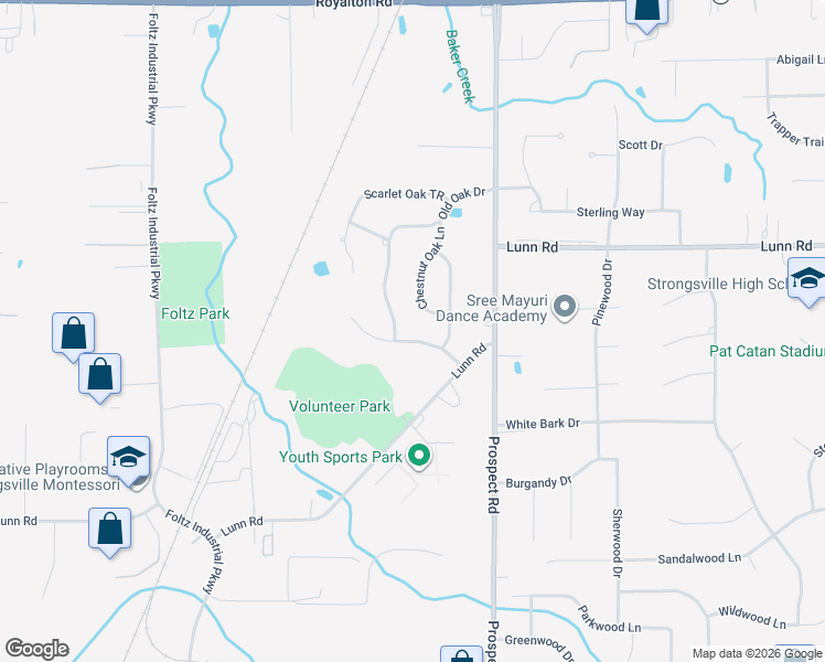 map of restaurants, bars, coffee shops, grocery stores, and more near 21254 Oakhurst Ln in Strongsville
