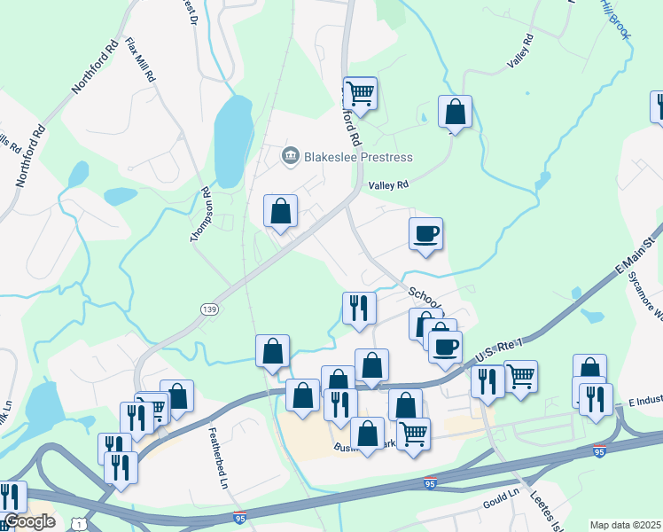 map of restaurants, bars, coffee shops, grocery stores, and more near 11 Marbar Street in Branford