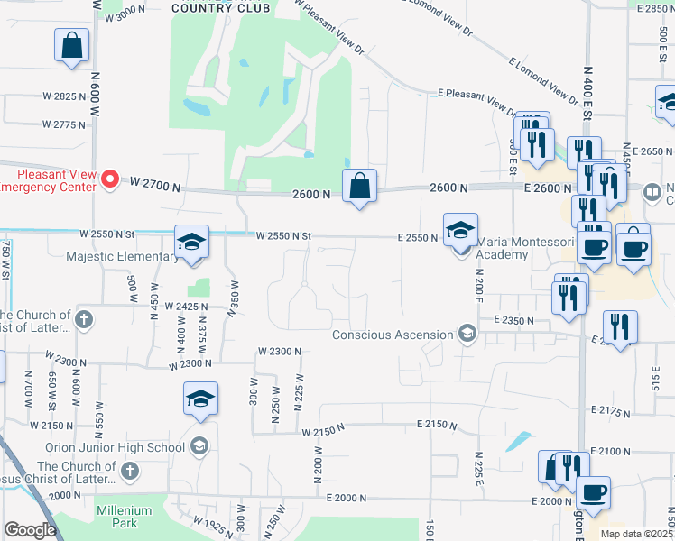 map of restaurants, bars, coffee shops, grocery stores, and more near 149 Savannah Lane in Ogden