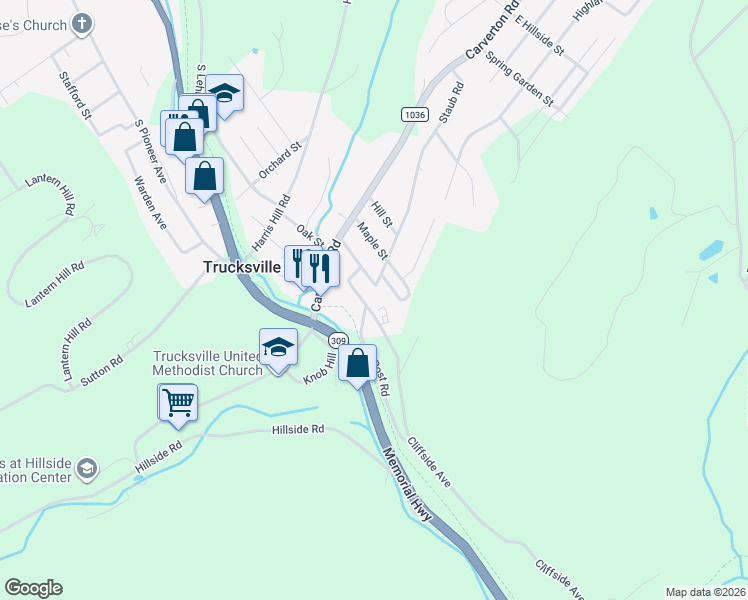 map of restaurants, bars, coffee shops, grocery stores, and more near 245 Post Road in Shavertown