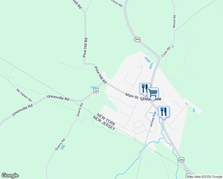map of restaurants, bars, coffee shops, grocery stores, and more near 51 Main Street in Unionville