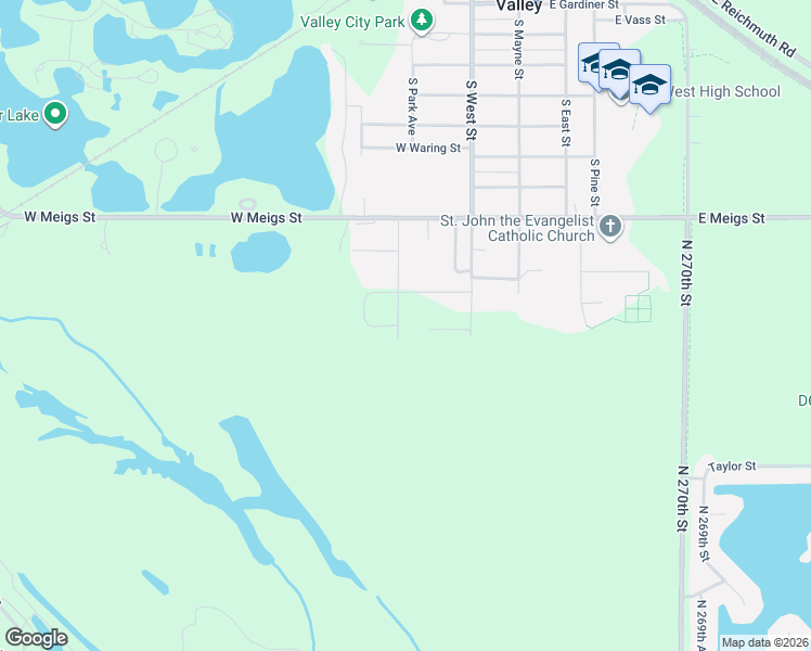 map of restaurants, bars, coffee shops, grocery stores, and more near 1160 South West Street in Valley