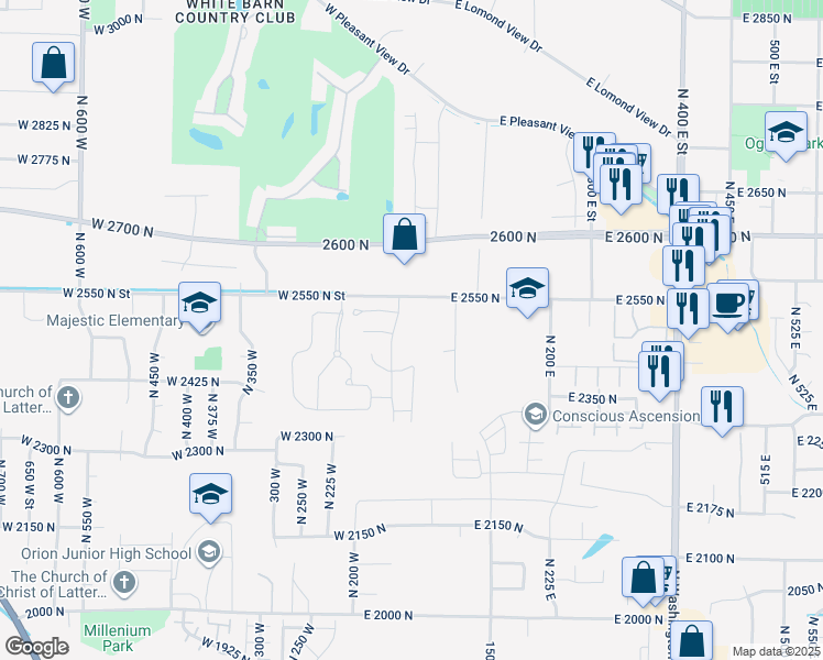 map of restaurants, bars, coffee shops, grocery stores, and more near 2476 Charleston Avenue in Ogden