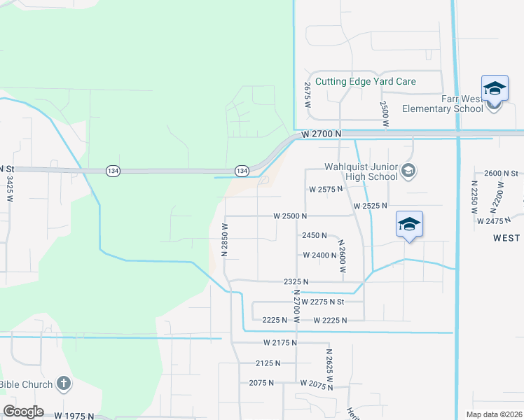 map of restaurants, bars, coffee shops, grocery stores, and more near 2806 West 2500 North in Ogden