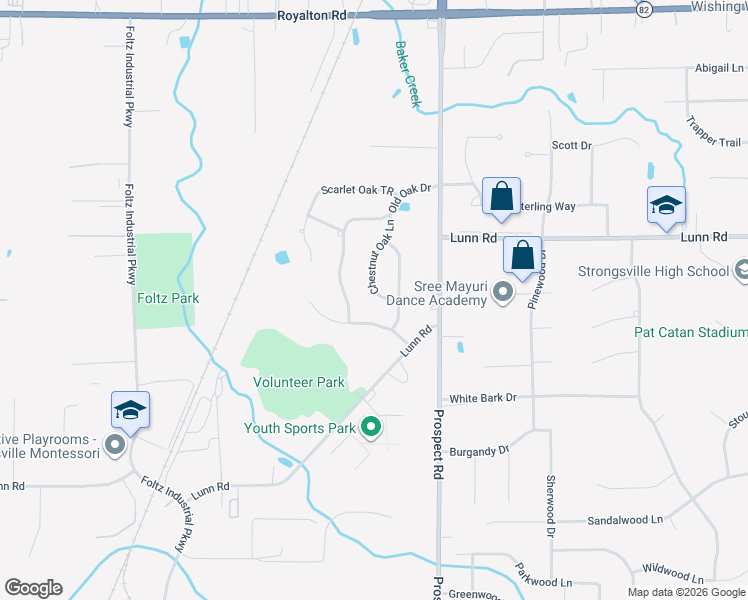 map of restaurants, bars, coffee shops, grocery stores, and more near 21254 Oakhurst Lane in Strongsville