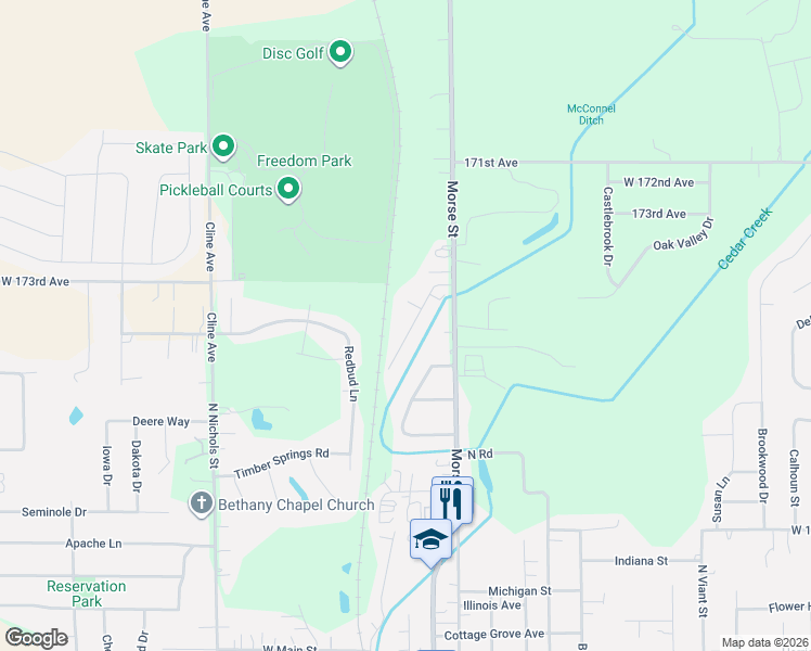 map of restaurants, bars, coffee shops, grocery stores, and more near 17370 Sequoia Dr in Lowell