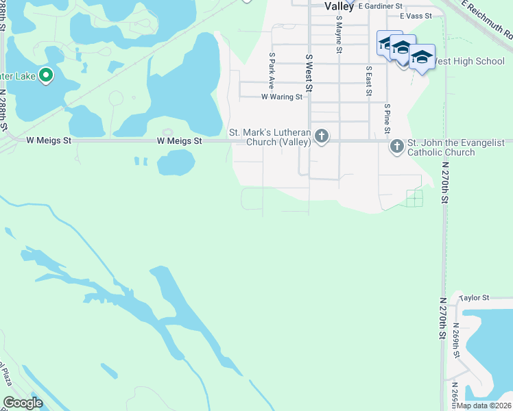 map of restaurants, bars, coffee shops, grocery stores, and more near 1160 South West Street in Valley