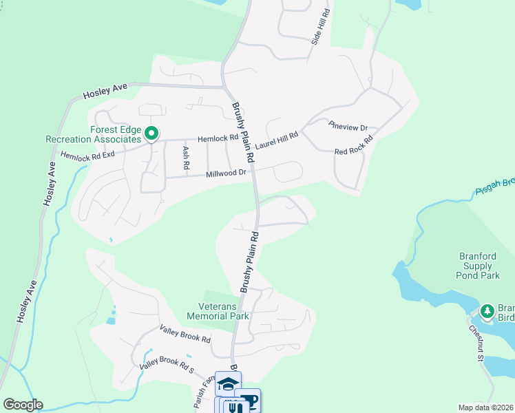 map of restaurants, bars, coffee shops, grocery stores, and more near 193 Brushy Plain Road in Branford