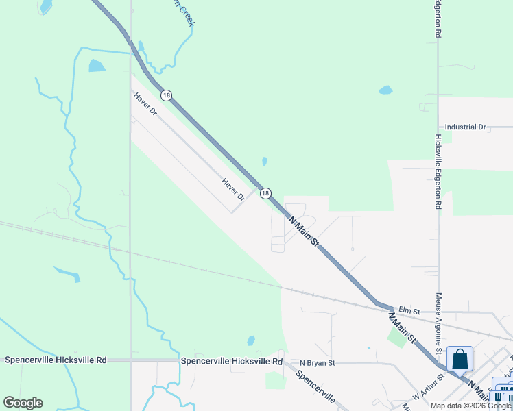 map of restaurants, bars, coffee shops, grocery stores, and more near 2416 Ohio 18 in Hicksville