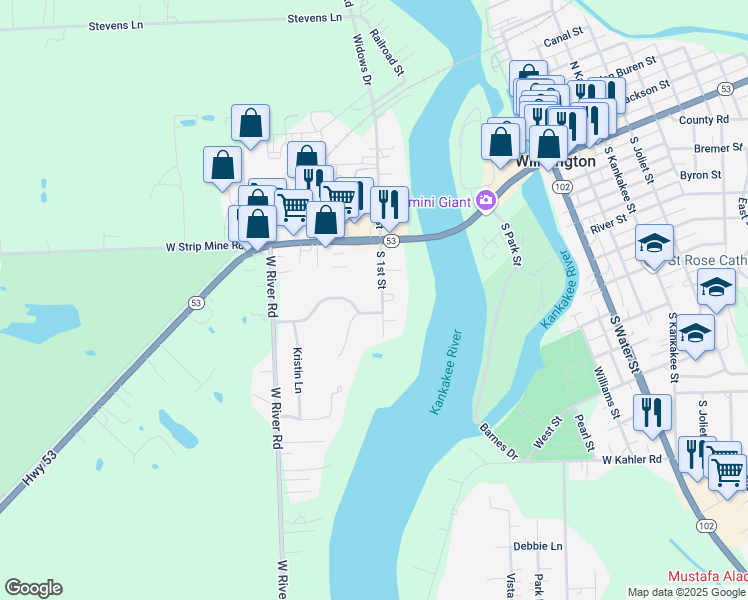 map of restaurants, bars, coffee shops, grocery stores, and more near 638 Meadowood Lane in Wilmington