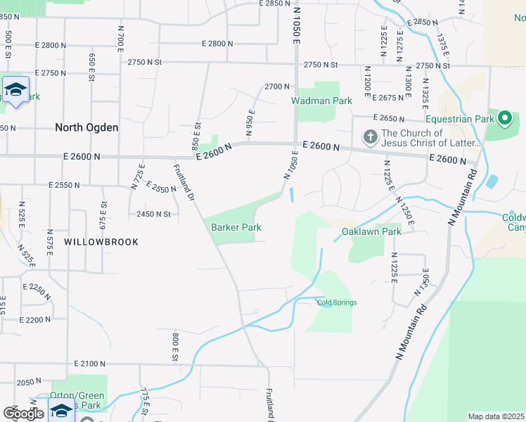 map of restaurants, bars, coffee shops, grocery stores, and more near 2444 950 East in North Ogden