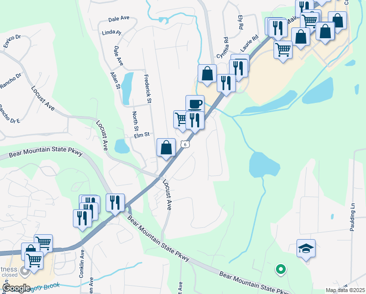 map of restaurants, bars, coffee shops, grocery stores, and more near 2336 Main Street in Cortlandt
