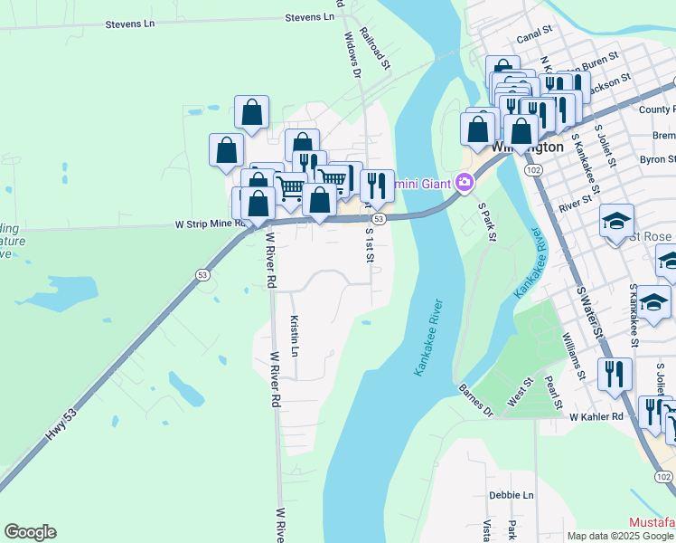 map of restaurants, bars, coffee shops, grocery stores, and more near 698 Meadowood Lane in Wilmington