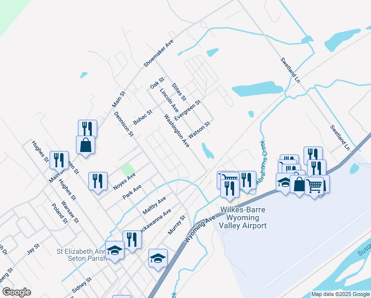 map of restaurants, bars, coffee shops, grocery stores, and more near 407 Washington Avenue in Wyoming