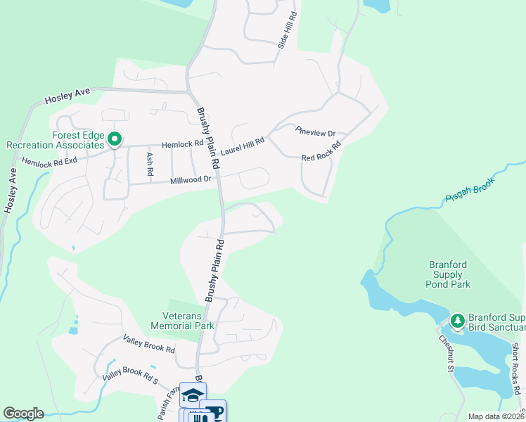 map of restaurants, bars, coffee shops, grocery stores, and more near 175 Brushy Plain Road in Branford