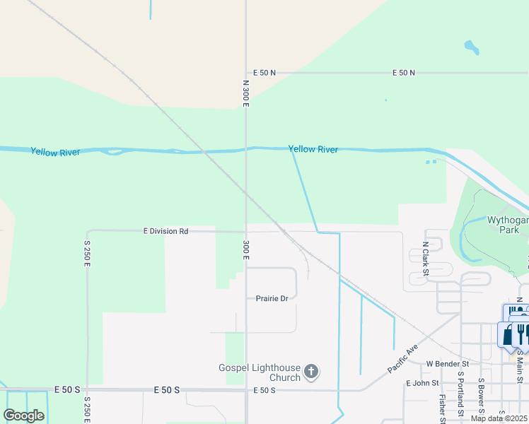 map of restaurants, bars, coffee shops, grocery stores, and more near 300 East Division N Of Corner in Knox