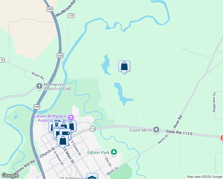 map of restaurants, bars, coffee shops, grocery stores, and more near 13616 Riley Road in Milan