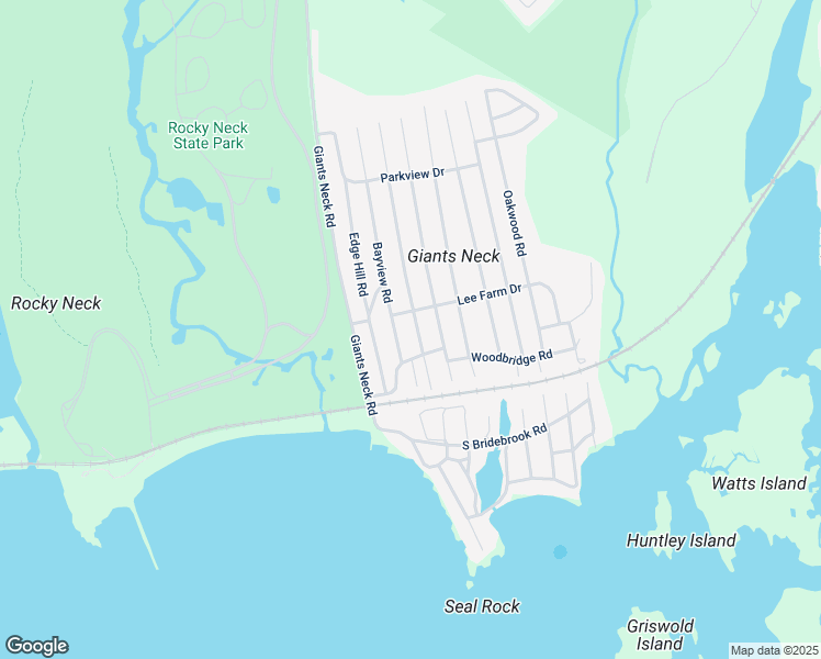 map of restaurants, bars, coffee shops, grocery stores, and more near 36 Hillcrest Road in East Lyme